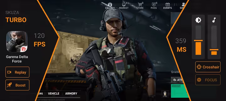 Delta Force Mobile gameplay with custom crosshair overlay